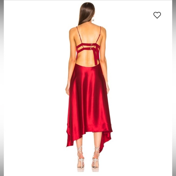 Fleur du mal red poppy colored silk handkerchief hem dress NWT. Size 10 - Picture 2 of 10